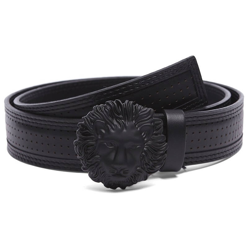 versace-versus 范思哲-范瑟丝 男士黑色牛皮黑色狮子头腰带 fcu0056