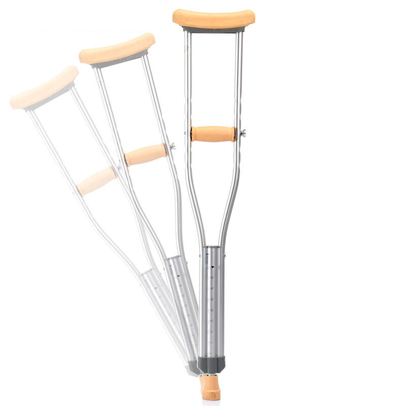 鱼跃加厚铝合金拐杖 腋下拐杖 伸缩拐 高度可调助行器 yu860