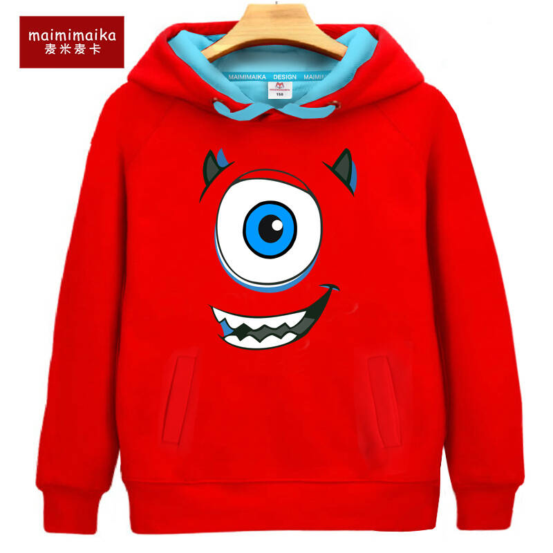 2015新款春秋中大男童卡通印花套头衫 运动连帽衫上衣外套 红色大眼仔