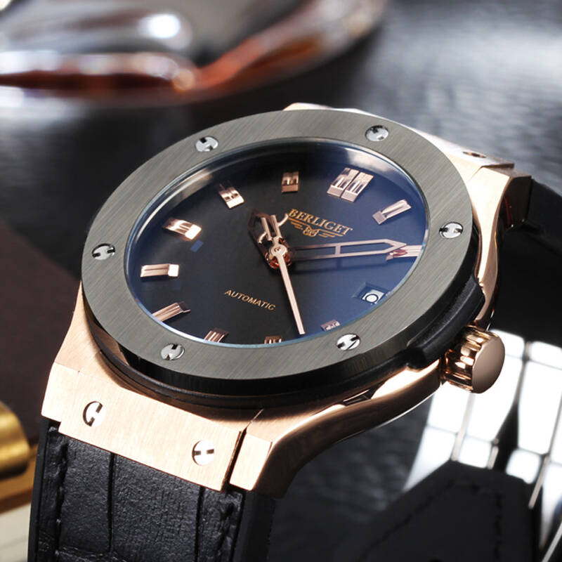 手表 潮流时尚经典绅士系列全自动机械折叠扣 防水镂空设计男表 hb