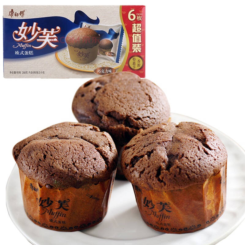 康师傅 妙芙蛋糕巧克力味6枚超值装288g 自营
