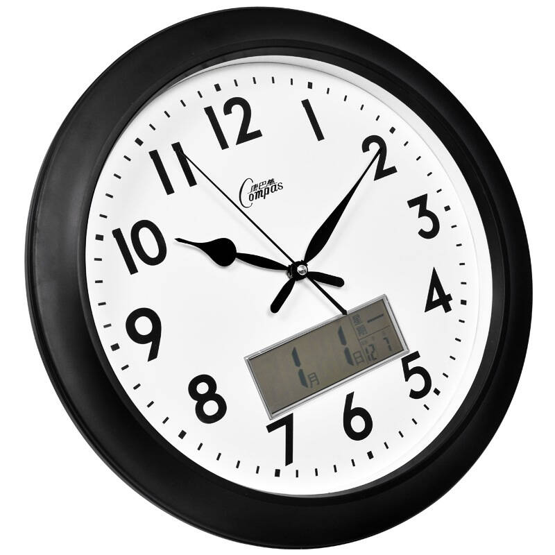 康巴丝(compas)挂钟16寸欧式钟表客厅创意办公静音万年历石英钟 2822y