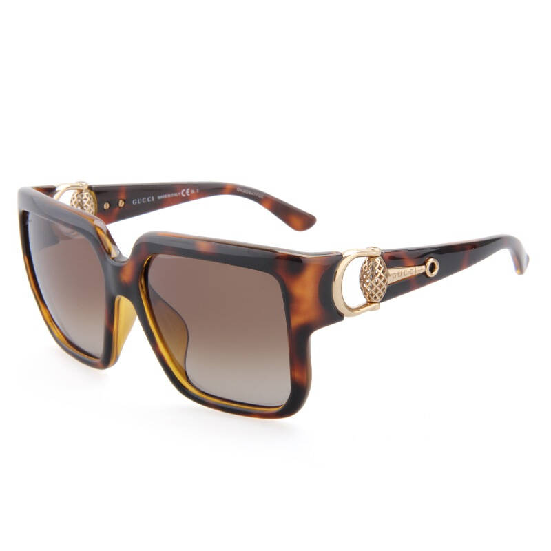 gucci 古驰 女款亚洲版玳瑁色镜框茶色渐变镜片眼镜太阳镜gg 3727/f/s