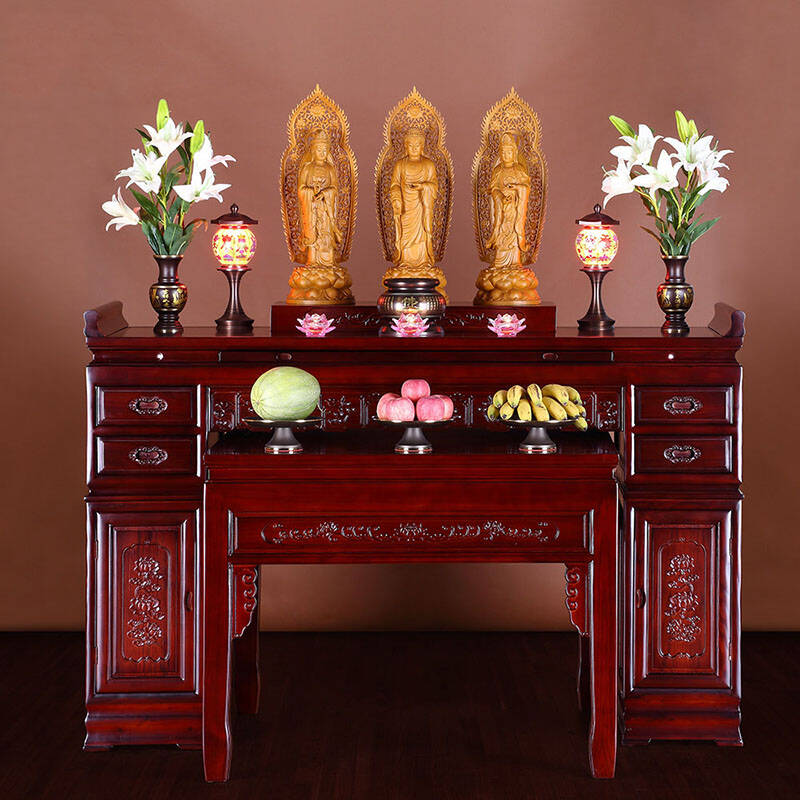 携爱实木佛堂供台供桌佛桌佛龛神台佛台中式条案财神菩萨柜 176红木色