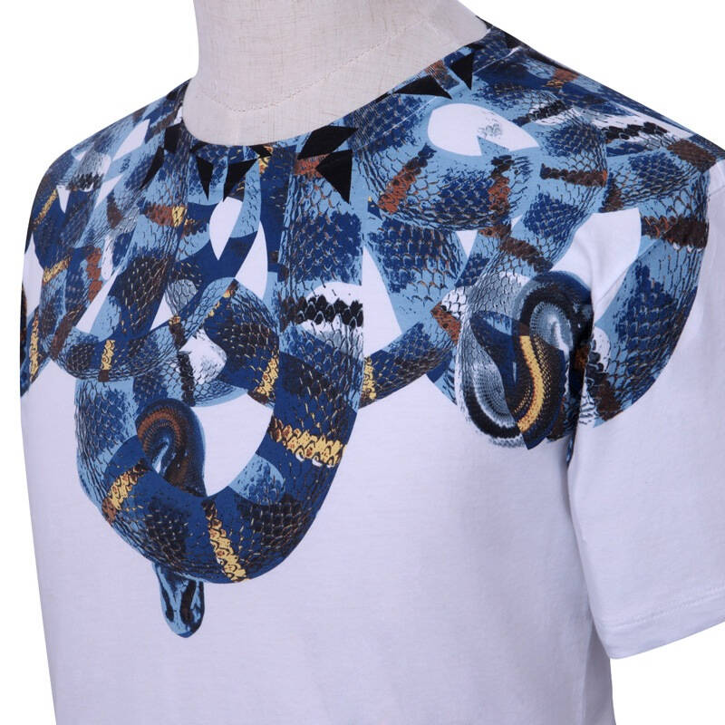 marcelo burlon 马克布龙 男士白色蓝蟒短袖t恤 em1012 01 00 xxs码