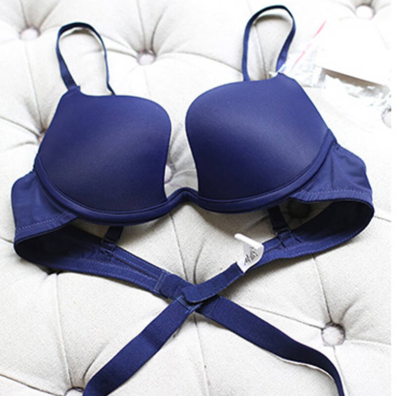 宝妮雪绒u型聚拢文胸乳罩多用肩带露背低胸隐型女士内衣上薄下厚模杯