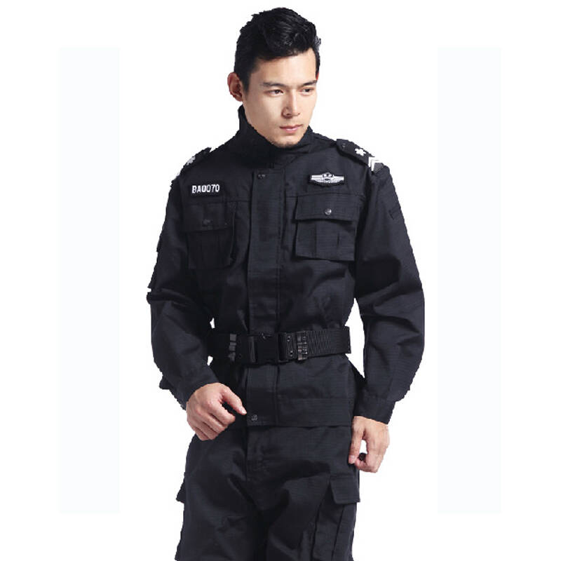 保安执勤押运治安多袋服装保暖制服警服长袖防风作训服装安保服 黑色