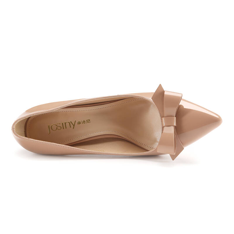 josiny/卓诗尼浅口单鞋女秋 2015新款甜美尖头高跟女鞋153258090 杏色