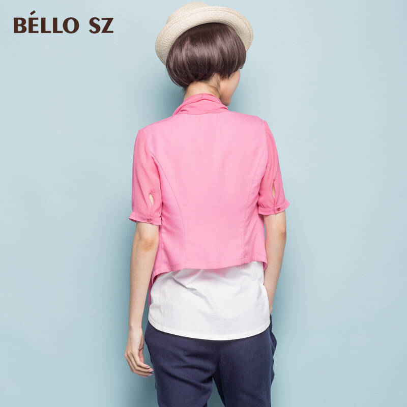 bello sz贝洛安2015夏装新品时尚优雅修身短外套女sj7w1196 白色 xl