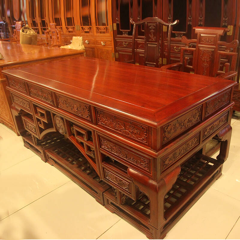 8米红木书桌实木办公桌班台两件套100%非洲酸枝木 - 京东触屏版