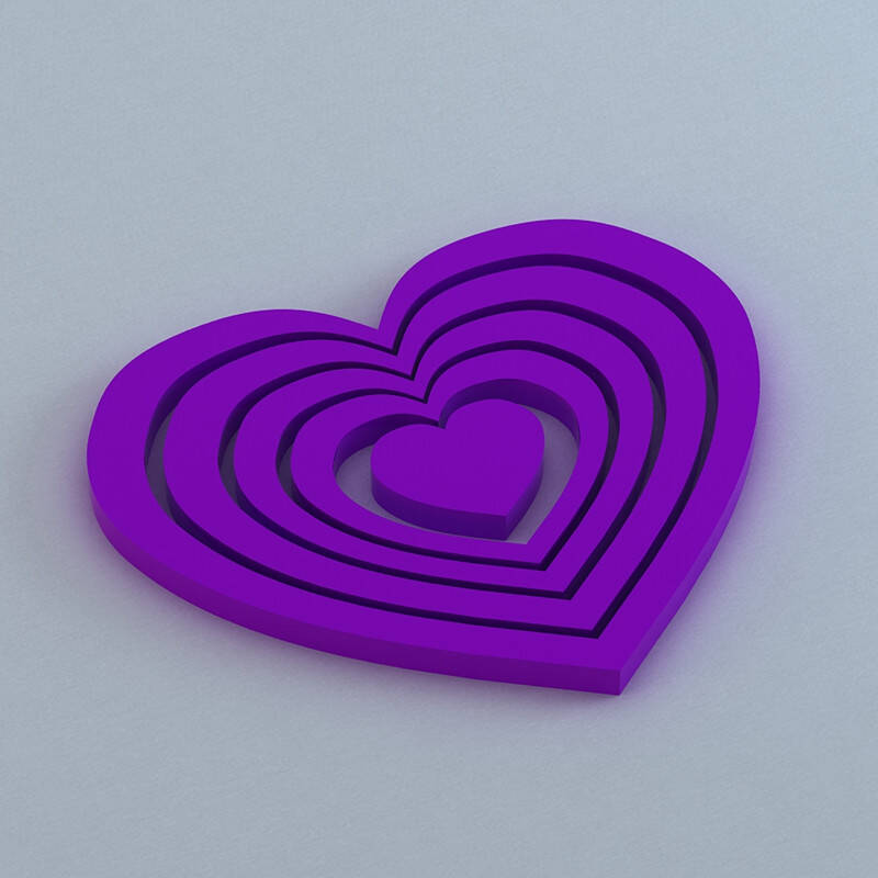 3d立体墙贴 婚房可移除墙贴装饰贴电视背景墙贴 爱心壁贴 紫色一套5个