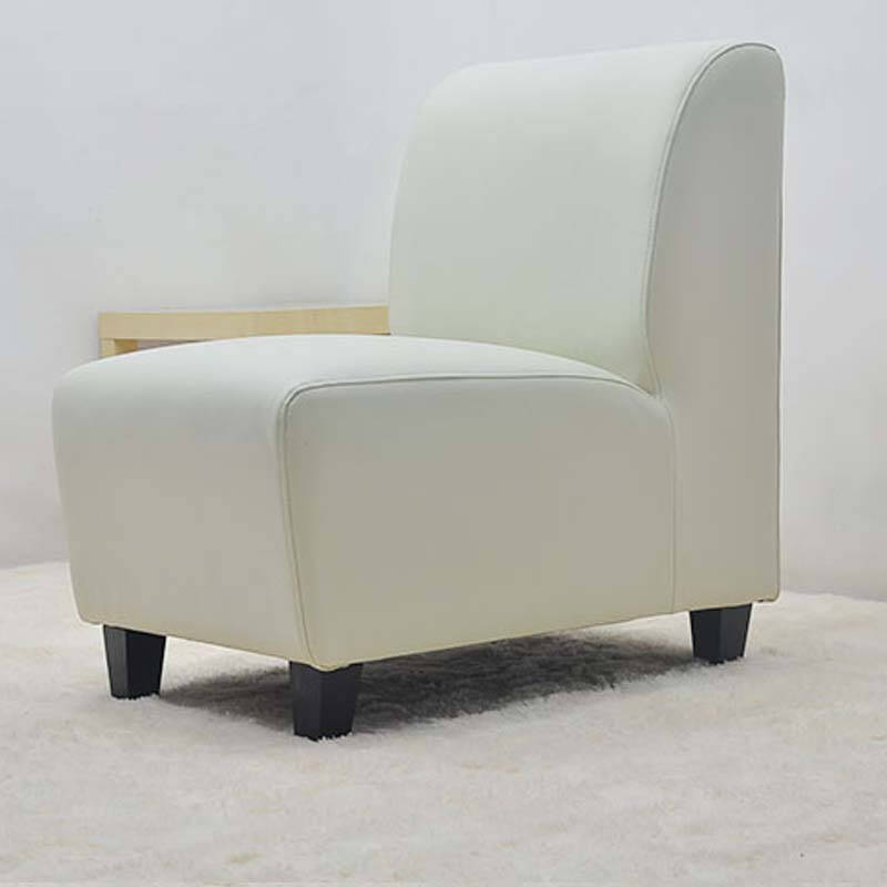 采兰之风欧式pu皮艺无扶手办公室单人沙发小户型小型沙发椅 白色