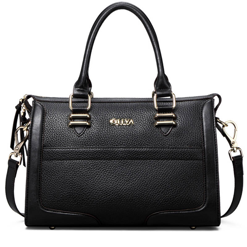 歌莉娅(gliya)单肩斜挎牛皮女包g1401139 黑色