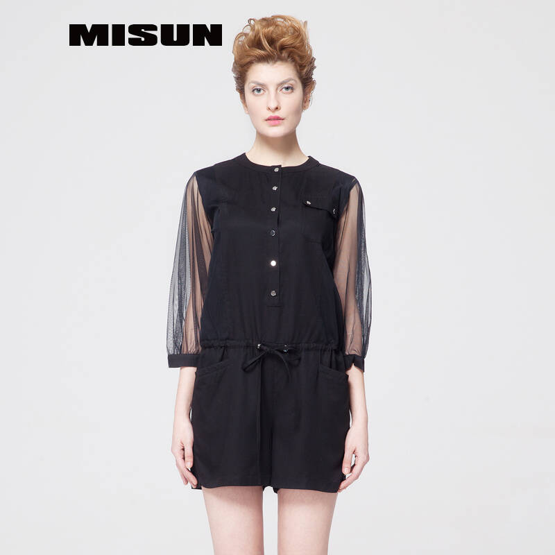 米尚misun 2015新款夏装雪纺连体衣 春夏女装连体短裤大牌裙裤 支持货