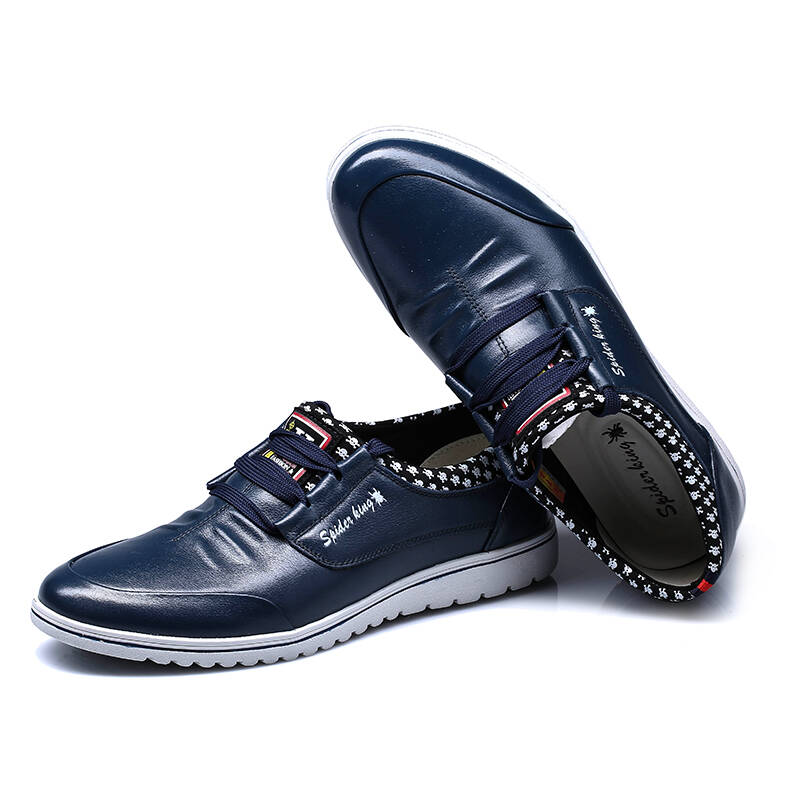 蜘蛛王(zhizhuwang) 休闲鞋韩版真皮低帮鞋单鞋男 135q67a066005 蓝色