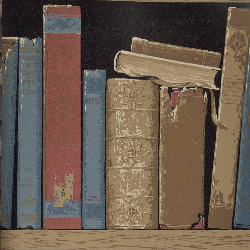 爱舍东方 简约复古书架书本 纯纸壁纸 书房卧室客厅电视背景餐厅墙纸