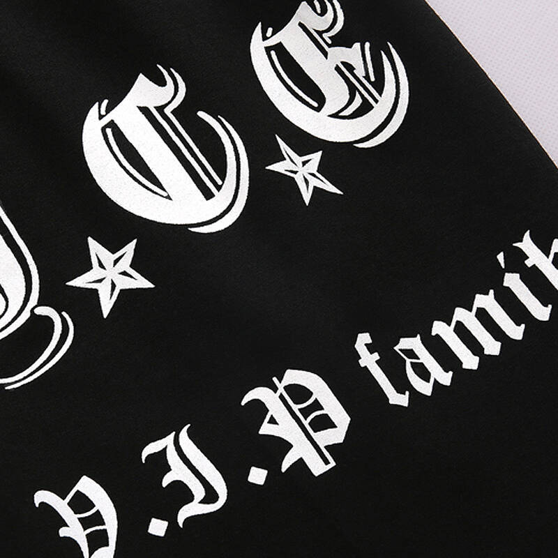 幸福时光 潮男宽松中裤沙滩旅游抽绳字母休闲运动五分裤嘻哈 黑色 xxl