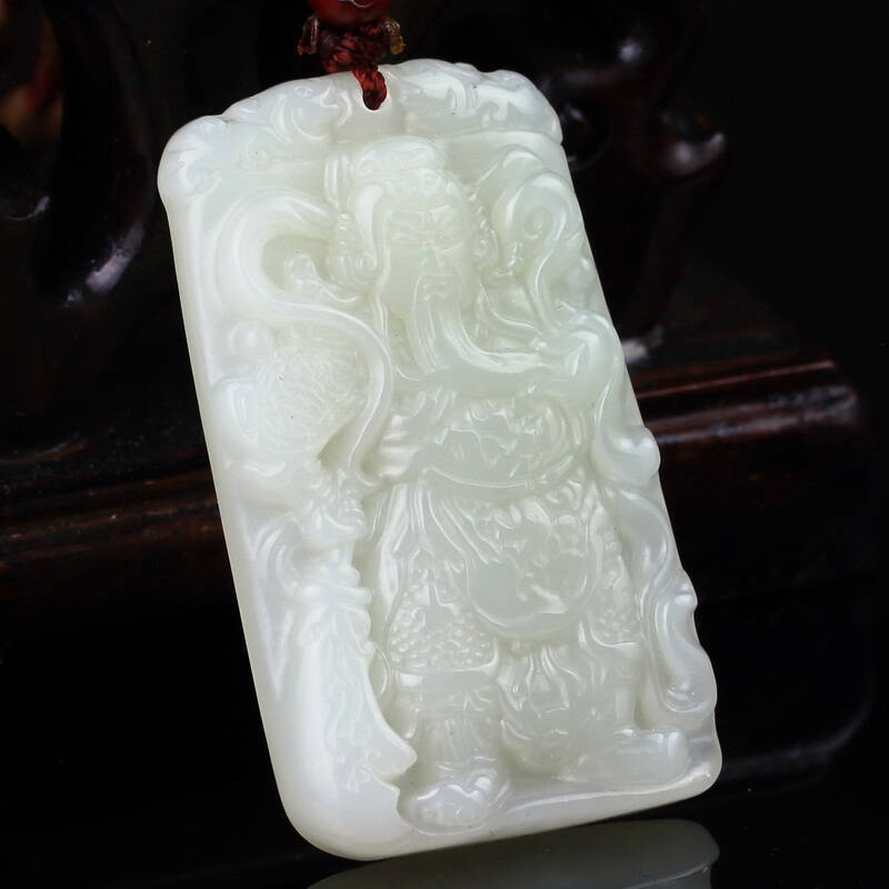 新疆和田玉武财神关公玉牌 附赠鉴定证书