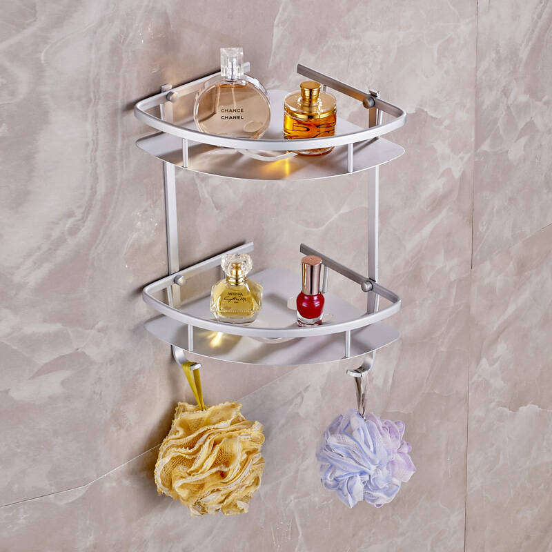 看雨 卫生间双层浴室太空铝置物架 洗澡间笑脸三角篮卫浴五金挂件