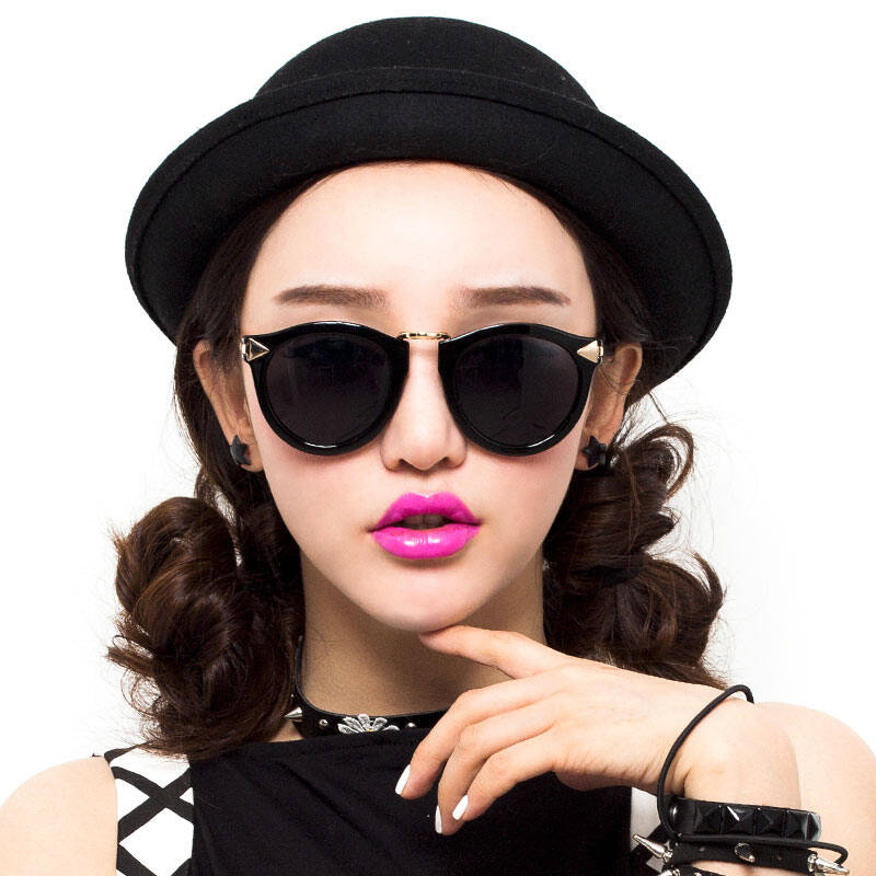 米可配近视太阳镜 女潮复古潮人时尚墨镜 大框圆脸明星款潮女欧美眼镜