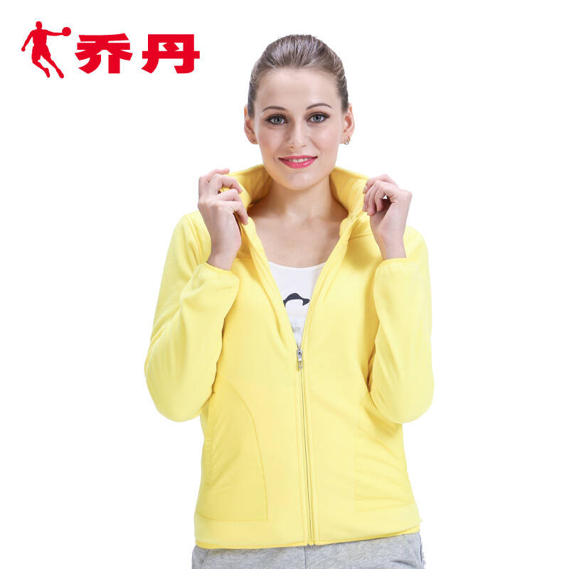 乔丹女装外套春秋运动服休闲夹克针织上衣 亮黄 xl