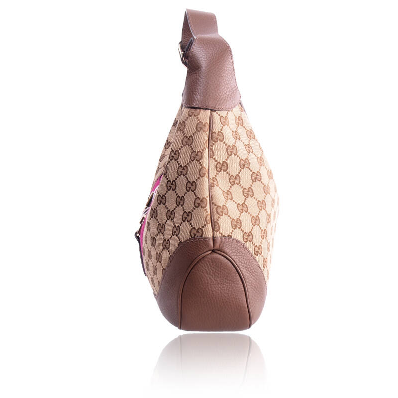 古驰gucci 棕色双g帆布棕色饺子包拼色女士单肩手提包 277520