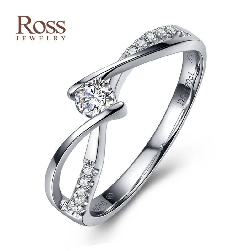 ross乐思珠宝 天使之吻 白18k金奢华群镶钻戒30分正品结婚钻石女戒指