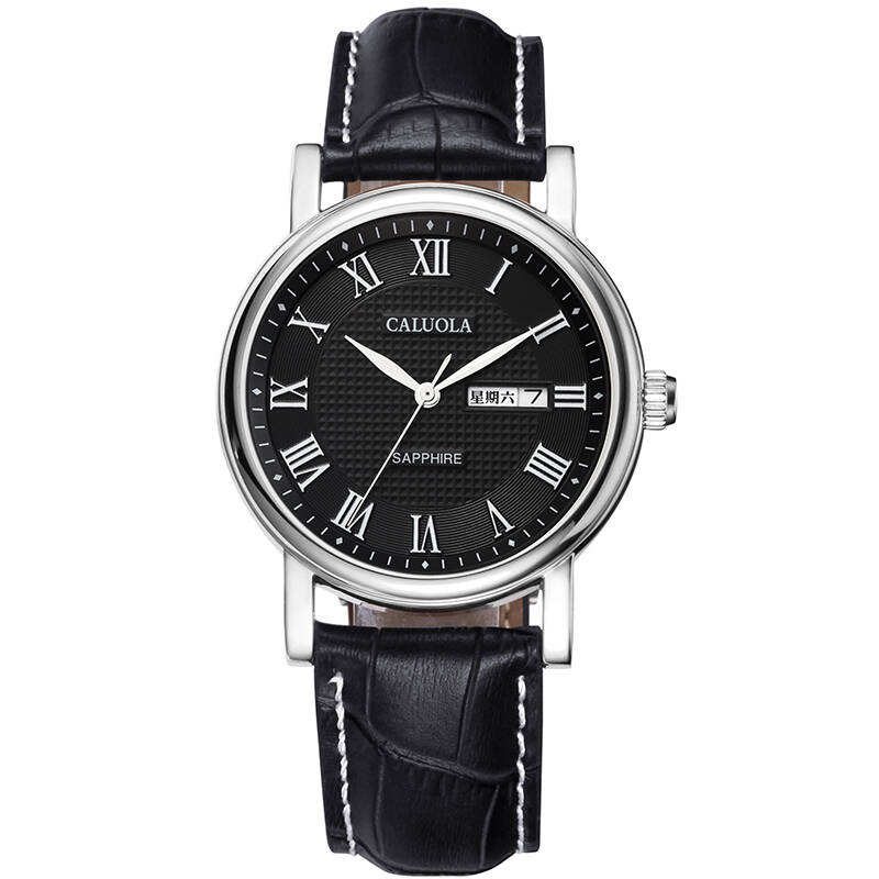 卡罗莱(caluola)情侣表经典罗马复古石英表双日历防水情侣男女对表 ca