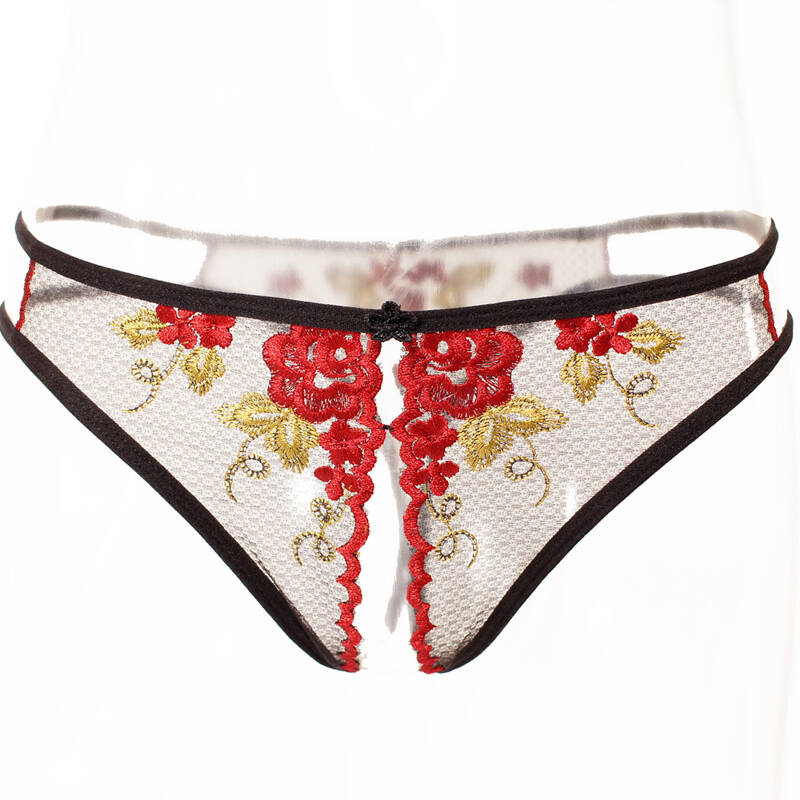 luer loli女式内裤 绣花 刺绣 性感 诱惑开档 透明 t裤 女丁字裤 内裤