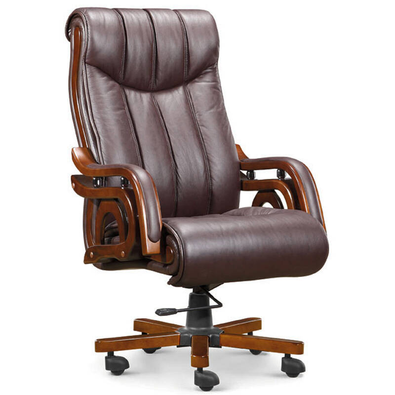 木氏帝王 电脑椅老板椅家用转椅实木办公椅会议椅子牛皮大班椅s-8825