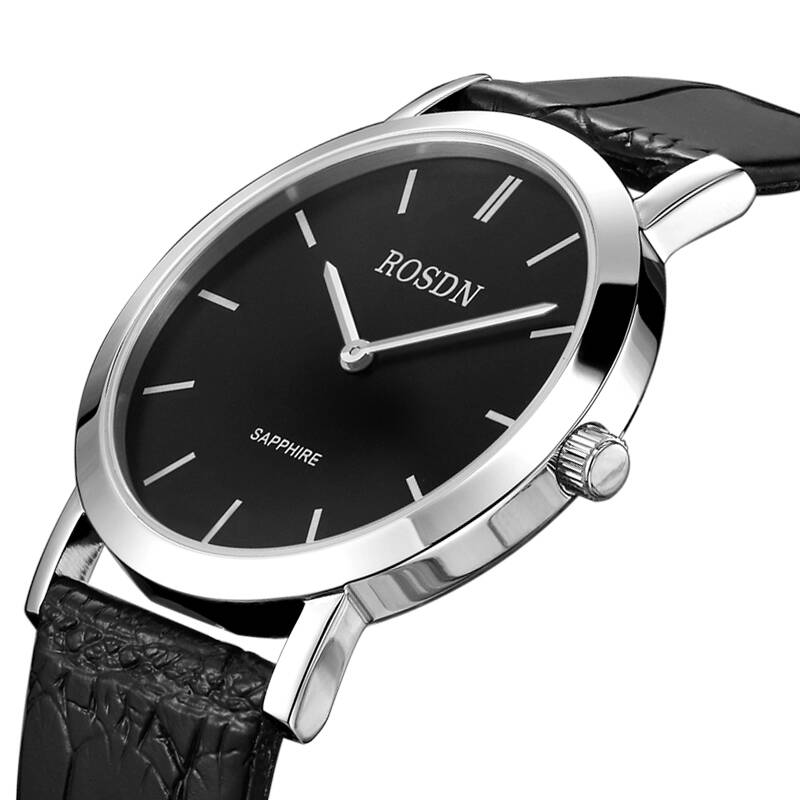 劳士顿(rosdn)时尚情侣对表 时尚防水专柜正品男士手表3098 本色黑