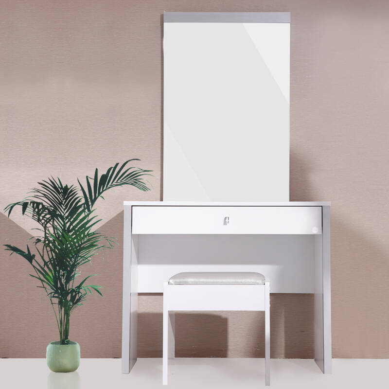 欧瑞家具慕尚 梳妆台 化妆台 现代简约 时尚白色化妆桌k81t2 白亮光