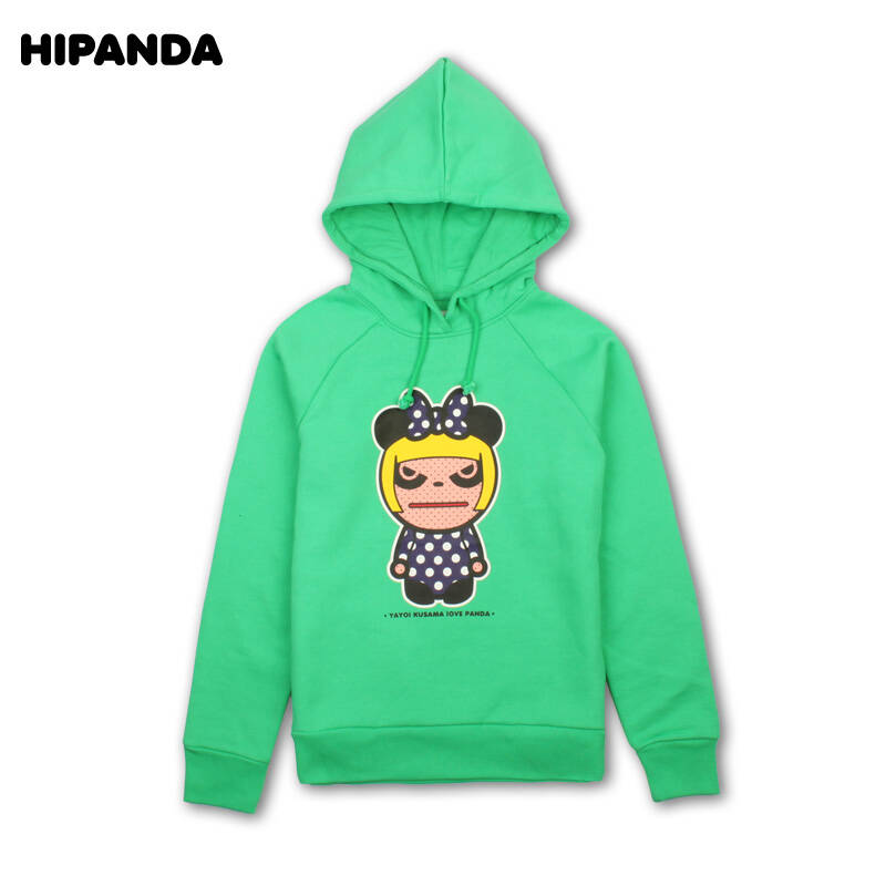 hipanda 设计潮牌 秋冬女款 连帽套头小女孩印花卫衣 红色 165/l