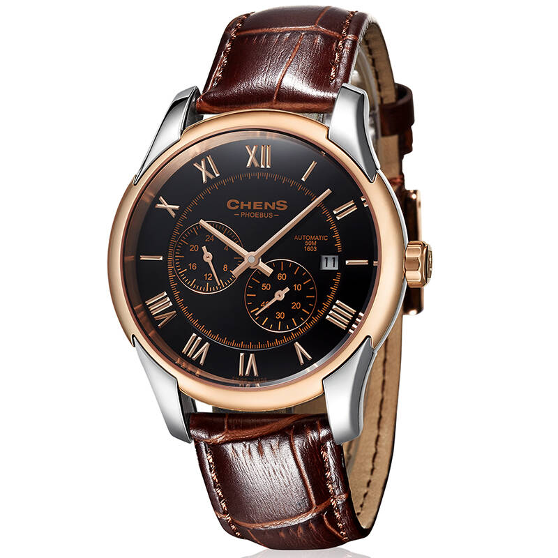 传世(chens)手表phoebus日食系列全自动机械男表 pbs001 18k金黑表盘