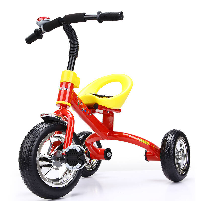 格灵童新款童车 多功能儿童自行车 宝宝脚踏三轮车 红色充气轮