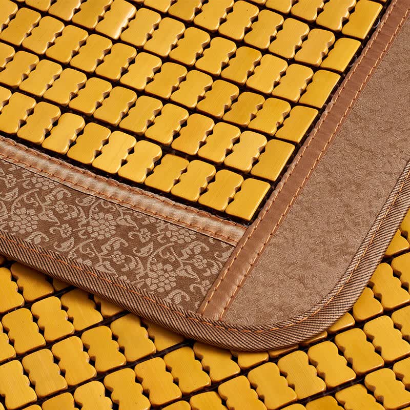 天池茗品 竹席单人麻将凉席 -金色小提花包边不包底-不含枕套 100*190