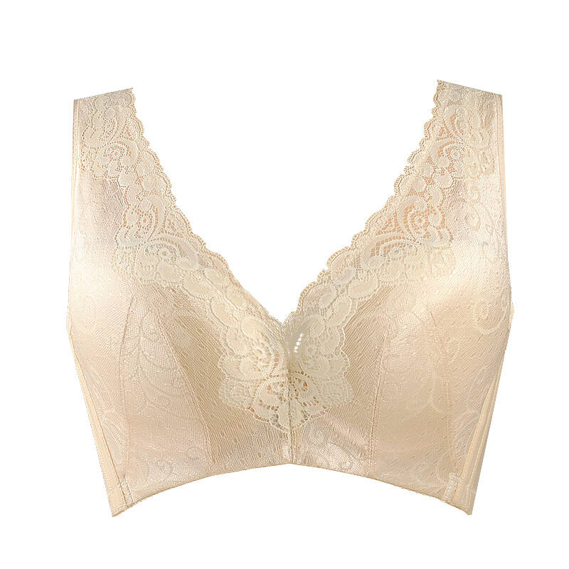 纤慕薄款大胸显小大码收副乳美背调整型聚拢文胸女胸罩女士内衣 米色