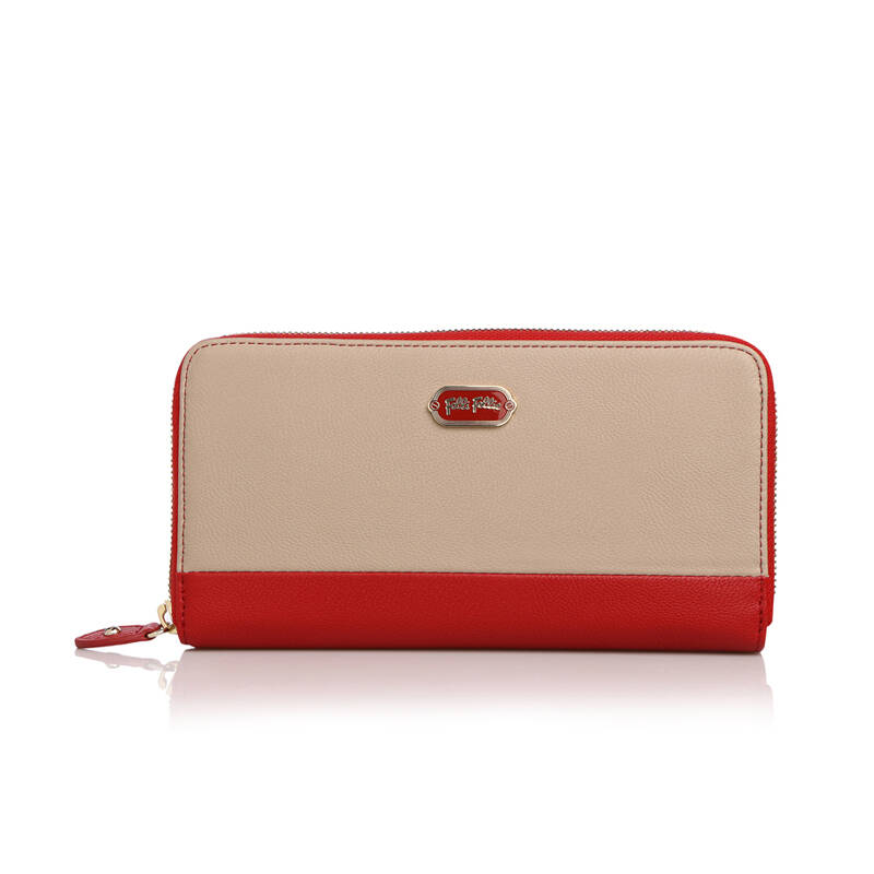 follifollie芙丽芙丽时尚撞色拼接女士长款钱包 wa13p027 红色