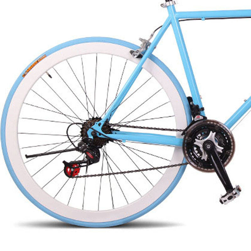 kolussi24速v刹公路车死飞自行车变速车山地自行车 前五刀蓝色款 52cm