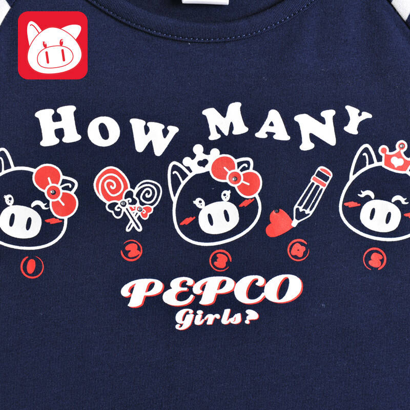 小猪班纳品牌童装女童2016夏装儿童新款针织卡通印花短袖淑女圆领t恤