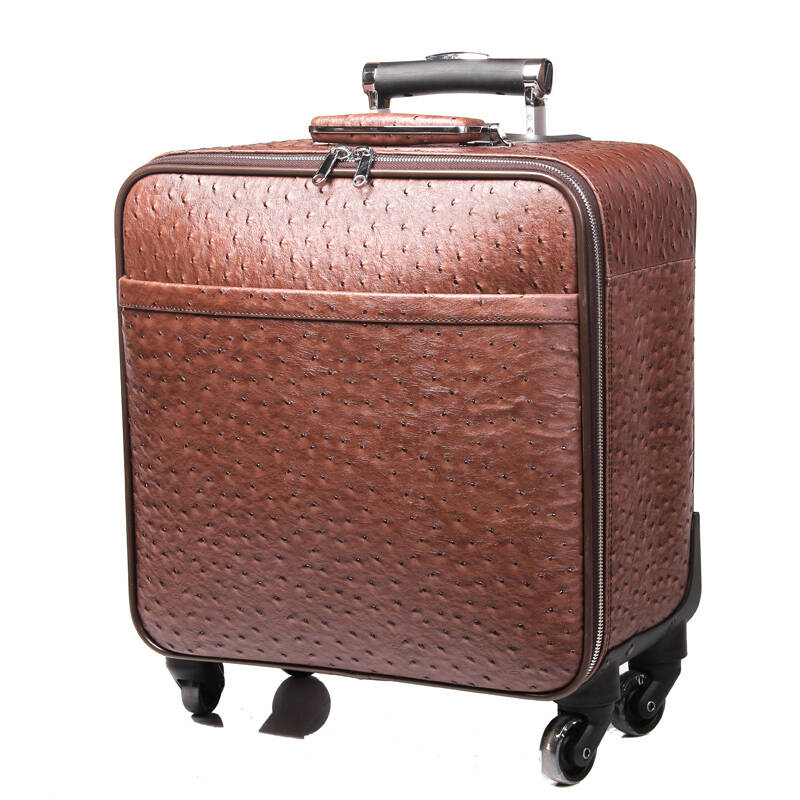 cose拉杆箱pu鸵鸟纹时尚万向轮旅行箱 男女登机箱16寸 棕色16寸