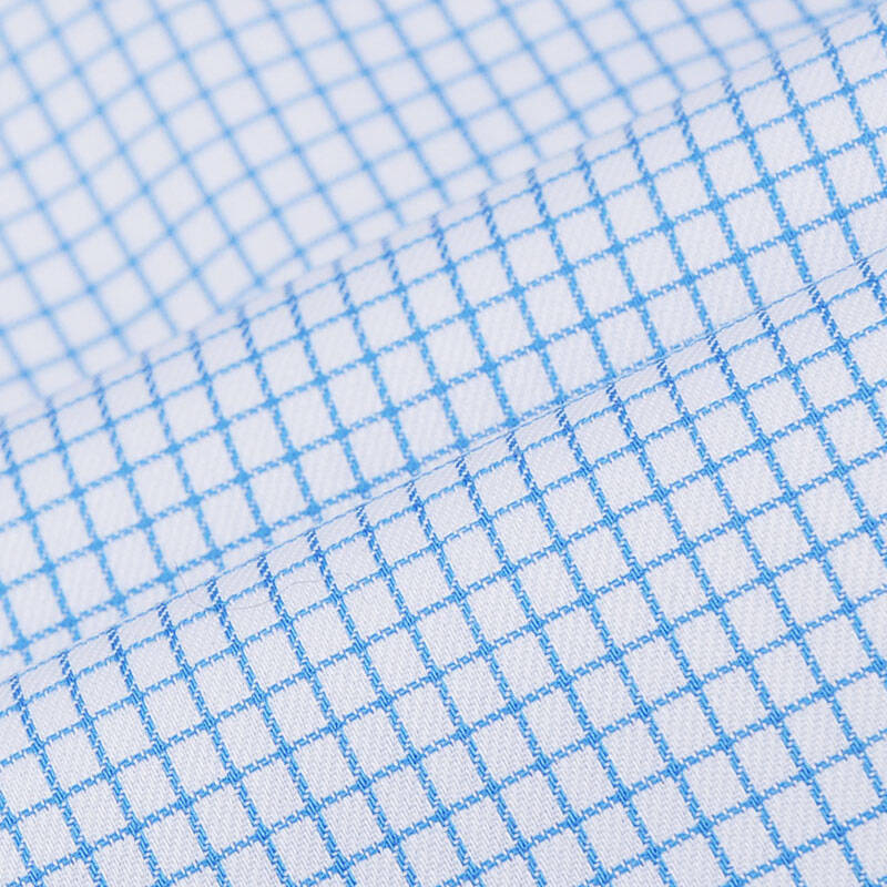富绅衬衫夏季男短袖正品商务休闲浅色蓝格子全棉免烫半袖衬衣 ce531sm