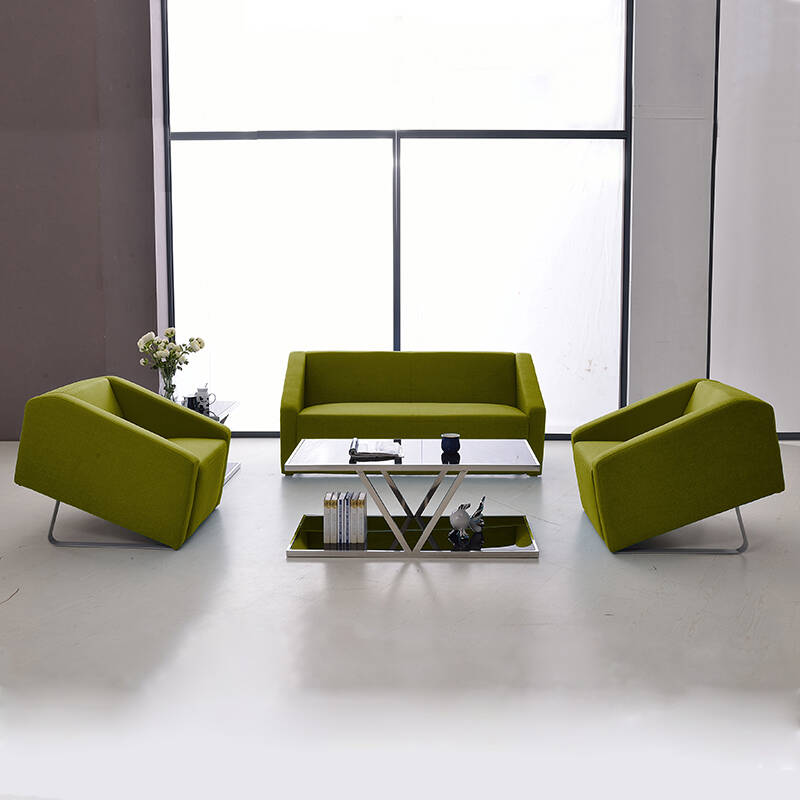 沙发商务沙发办公室沙发牛皮三人位接待会客沙发 一套沙发 高磨布艺