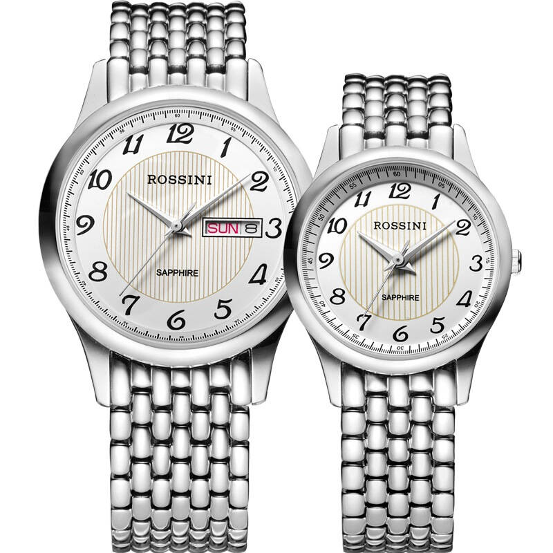 罗西尼(rossini)手表 雅尊商务系列不锈钢石英情侣表5355/5356w01c