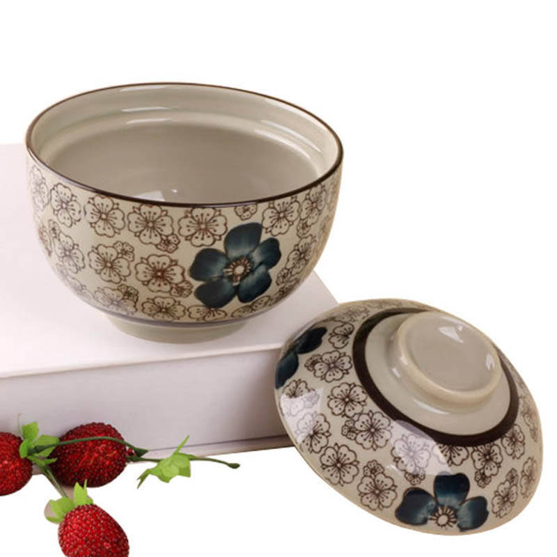 饭米粒 景德镇带盖陶瓷碗 日韩式大号泡面碗 汤碗餐具套装 破损免费