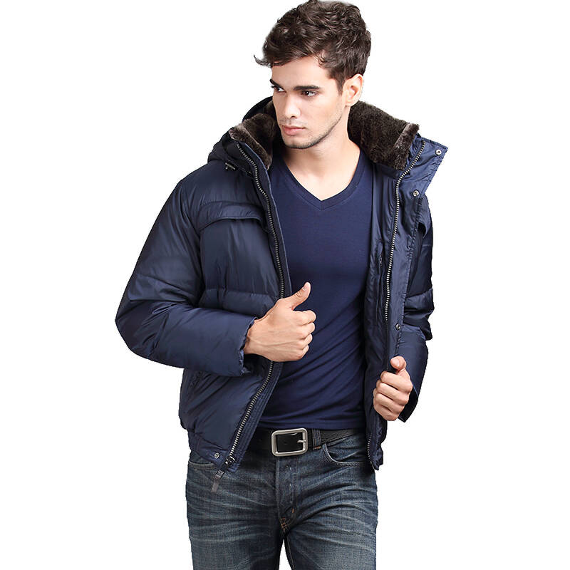 andrewmarc mny秋冬新品男式欧美休闲百搭毛领羽绒服男tm4ud129 灰色