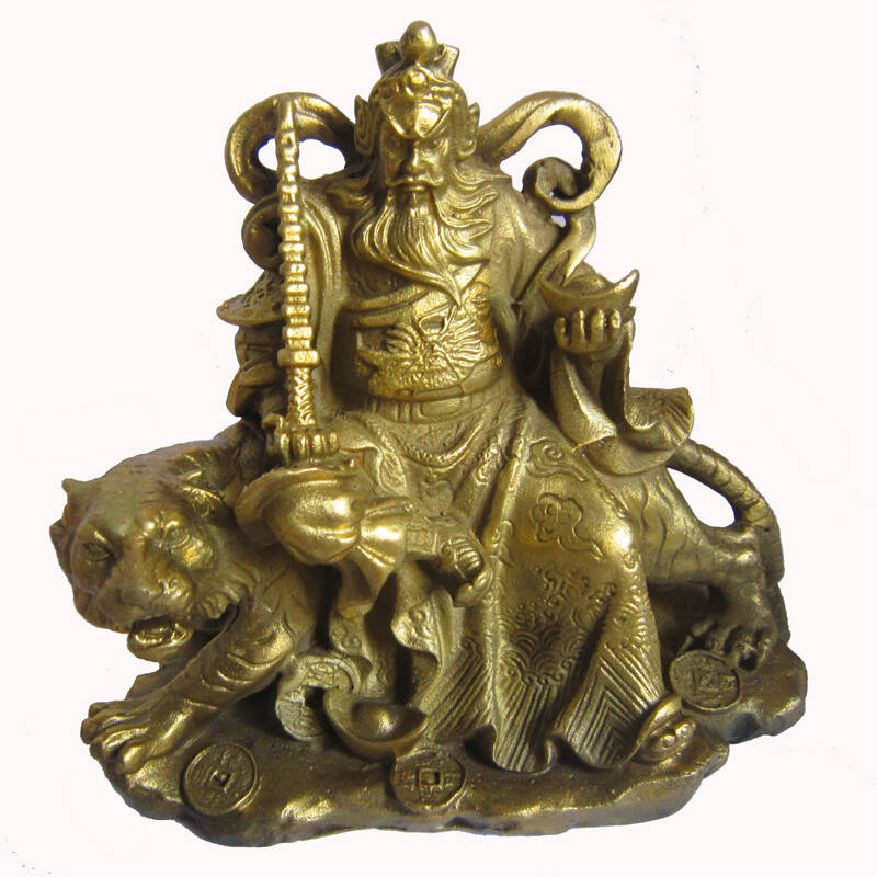 天祥缘 铜财神像纯铜骑虎赵公明武财神摆件招财新房装饰客厅摆设大号