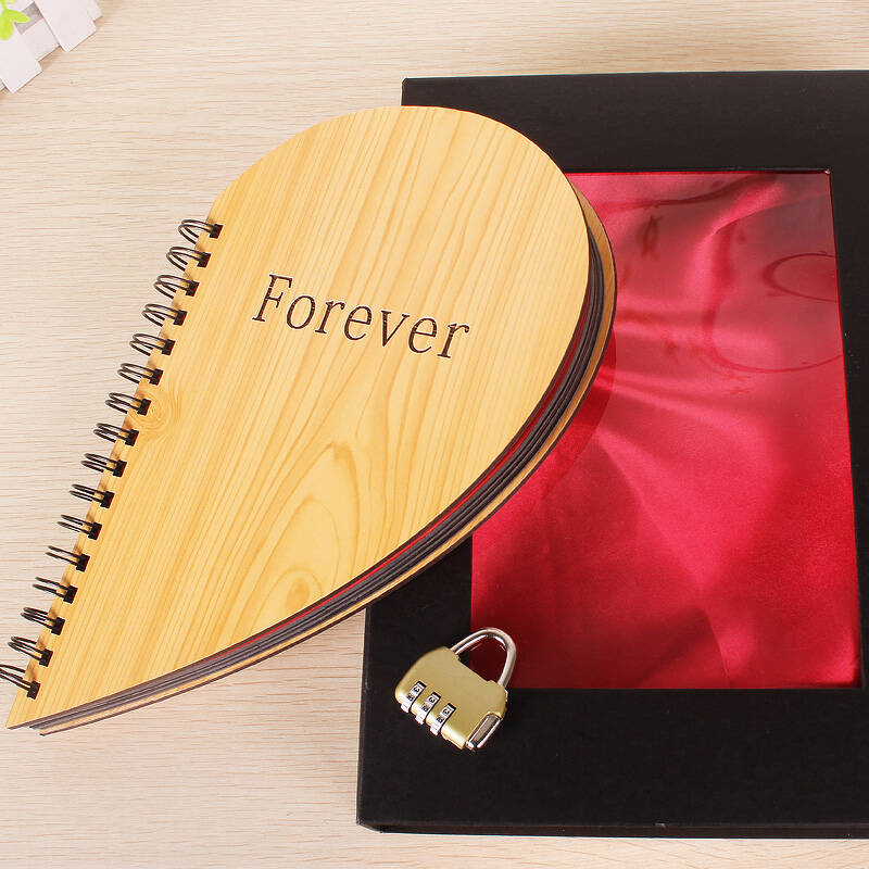 创意礼品 原木心形密码本 手工自粘式diy相册相簿纪念册情侣影集 原木