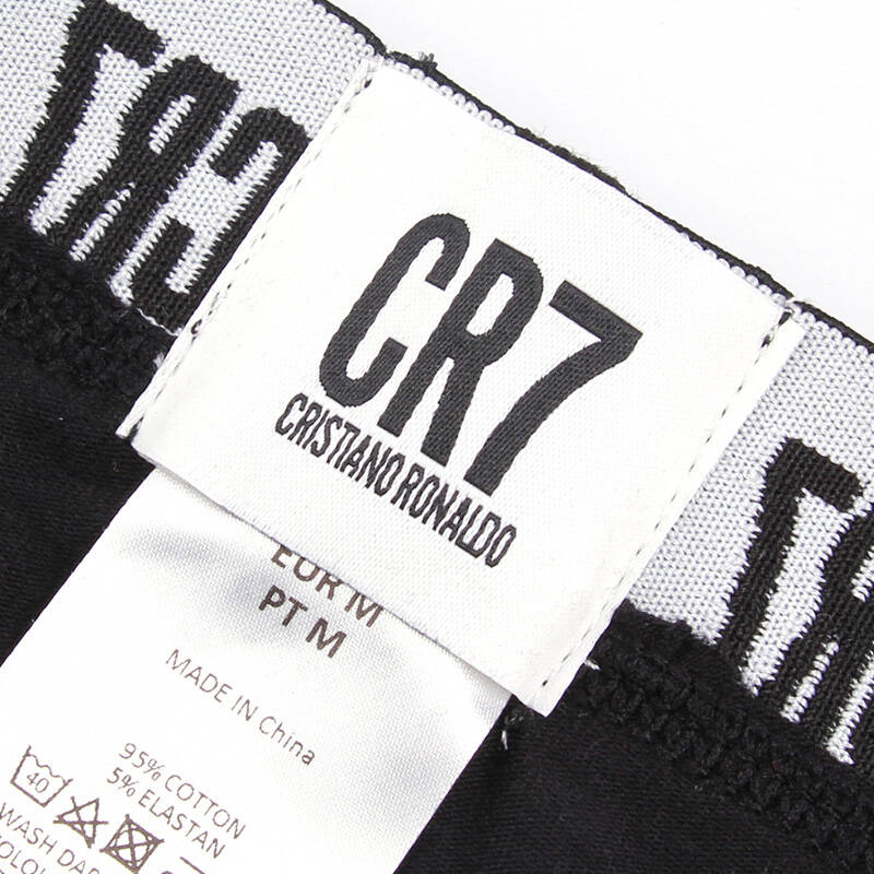 c罗内裤 cr7男士基本款纯色黑色纯棉透气运动三角内裤三条装 黑色 180