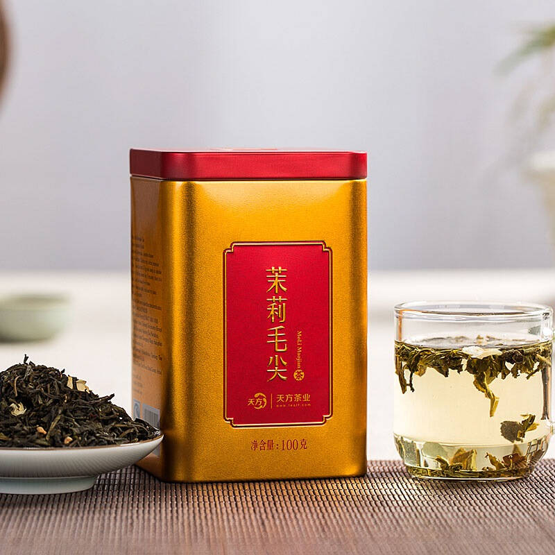 天方茶叶 绿茶茉莉毛尖花茶100g 京东自营